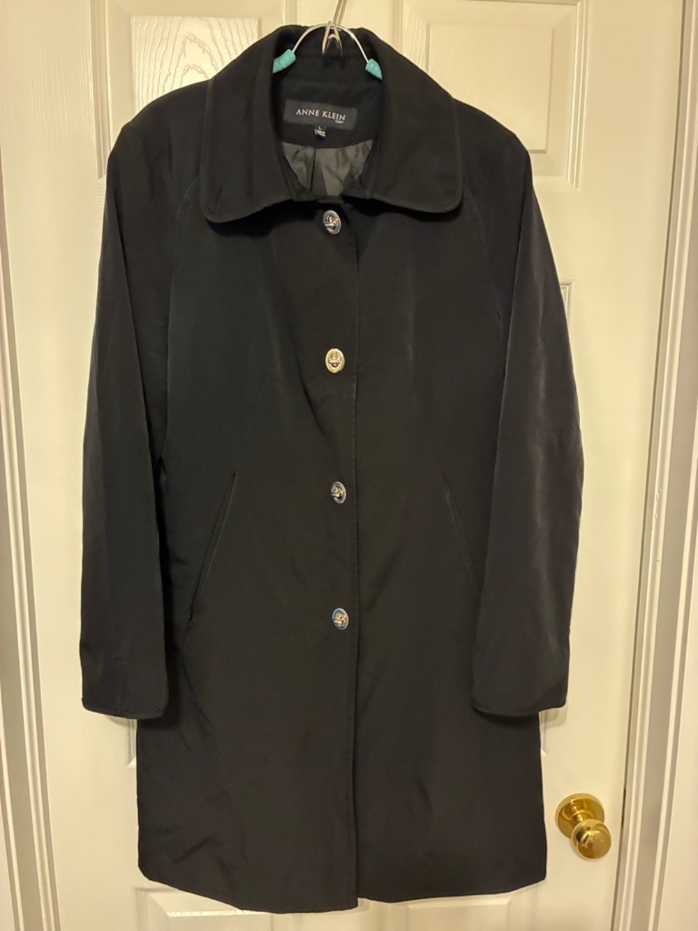 Anne Klein Black Single-Breasted Trench Coat